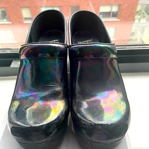 DANSKO CLOGS patent leather color black petrol size 38